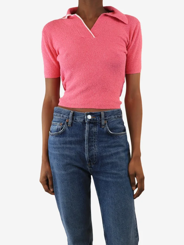 Jacquemus Pink open-back knitted polo top - size UK 6 in Pink from Sign of the Times