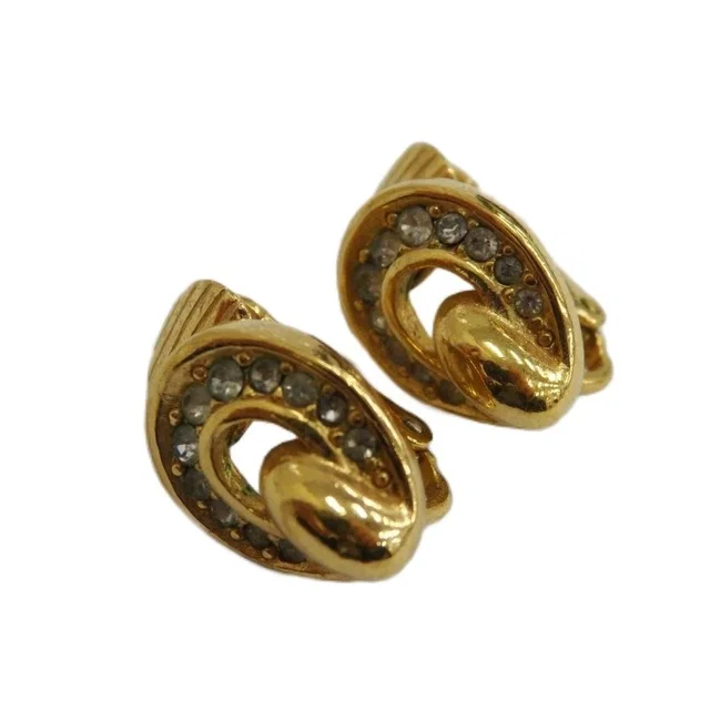 Dior Earrings Clip Type Rhinestone Log from The Reluxe