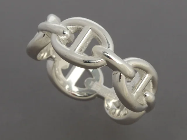 Hermès Sterling Silver Chaîne d’Ancre Enchaînée Ring in Silver from Ann's Fabulous Finds, photo 3 of 6