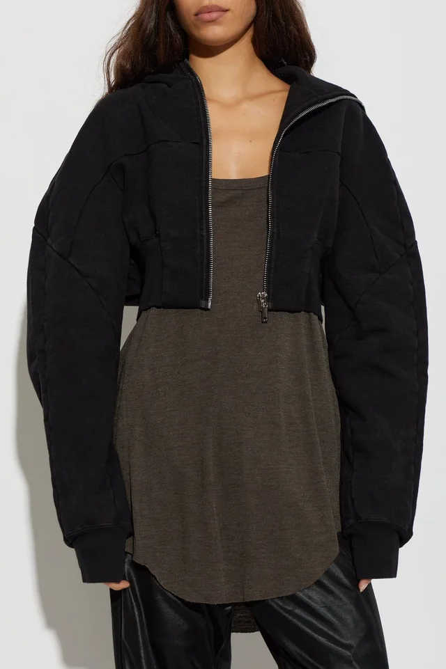 Rick Owens Drkshdw Cropped Zip-Up Hoodie, photo 2 of 5 from SENSER