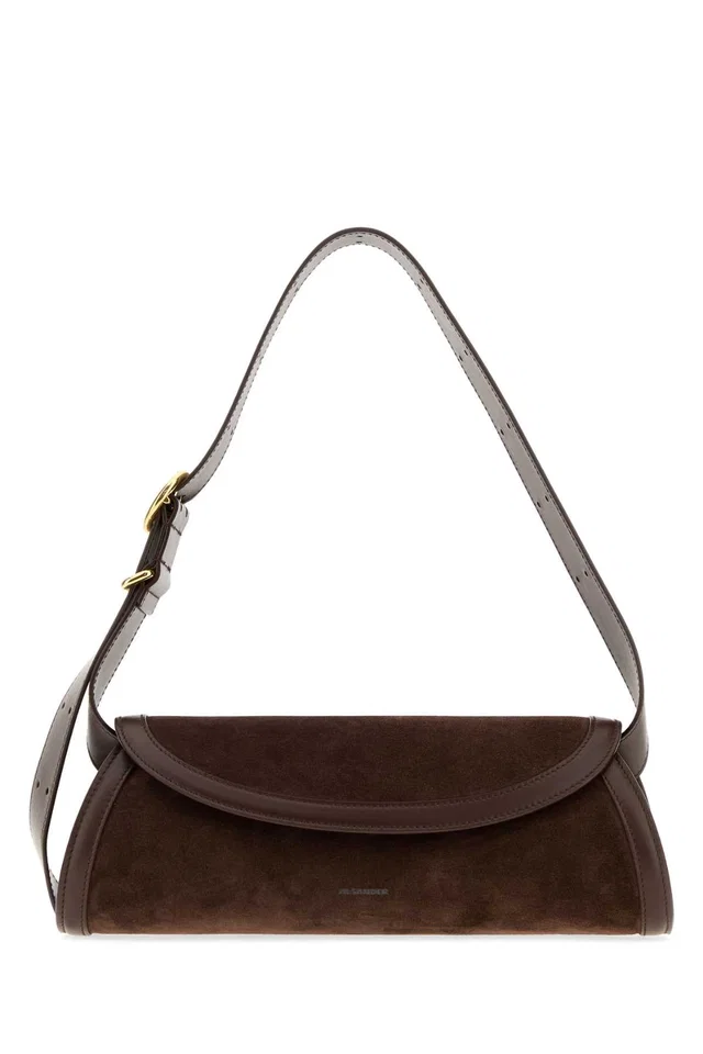 Jil Sander Suede Shoulder Bag — Brown in Brown Suede from HEWI