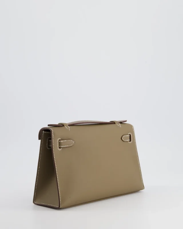 Hermès Kelly Pochette Bag in Taupe Swift leather from Sellier, photo 7 of 19