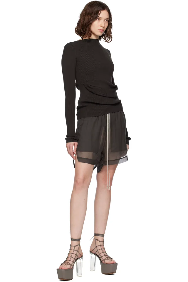 Rick Owens Brown Concordians Ribbed Knit Babel Sweater, photo 4 of 4 from SSENSE