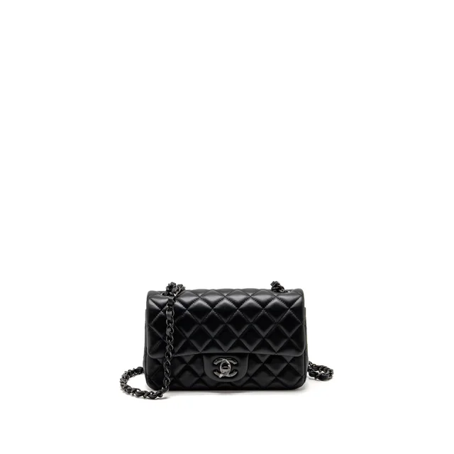 Chanel Mini Rectangular Flap Bag Lambskin SO Black (Microchip) in Black Lambskin from EMIER