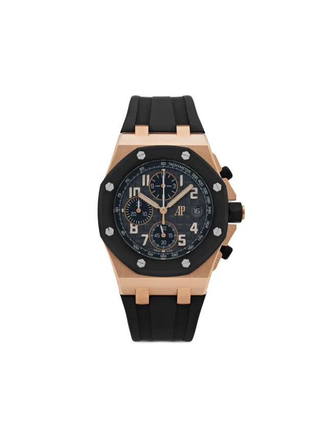 Audemars Piguet 2022 pre-owned Royal Oak Offshore Chronograph 42mm - unisex - Rose Gold/Rubber/Sapphire… in black from Farfetch