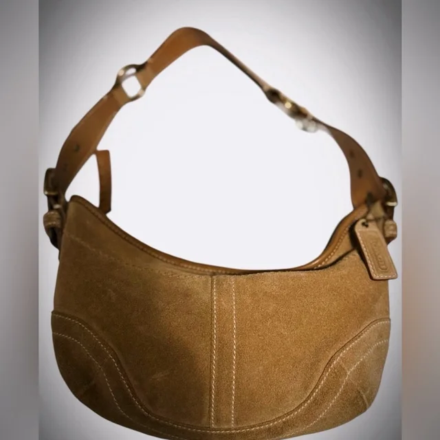 Coach Tan Suede Hobo Shoulder Bag in brown|red Suede from Poshmark, photo 1 of 1