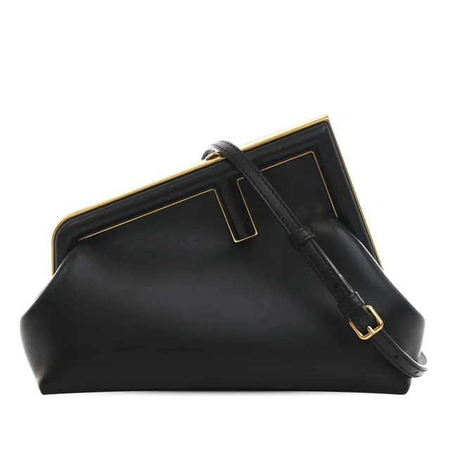 Black Fendi Small Nappa Fendi First Crossbody in Black Nappa leather from Designer Revival