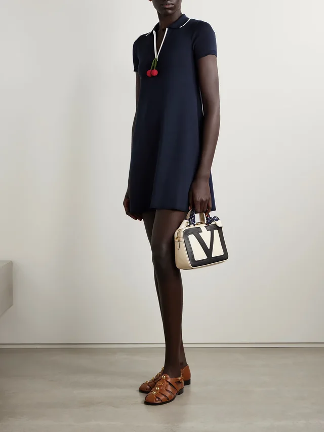 VALENTINO GARAVANI Embellished ribbed cotton mini dress in Blue, photo 2 of 2 from NET-A-PORTER (Canada)