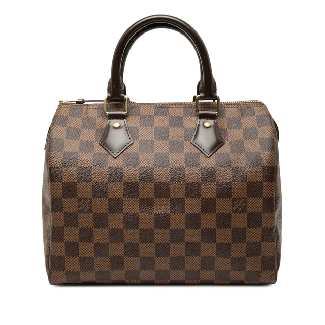 Brown Louis Vuitton Damier Ebene Speedy 25 Boston Bag in Brown Canvas from Designer Revival