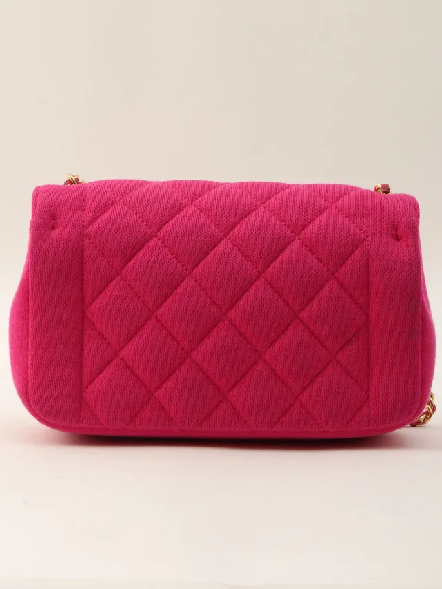 Chanel circa 2014 Matelassé Stitch Logo Plate Chain Shoulder Bag Pink in Pink from VINTAGE QOO TOKYO, photo 2 of 16