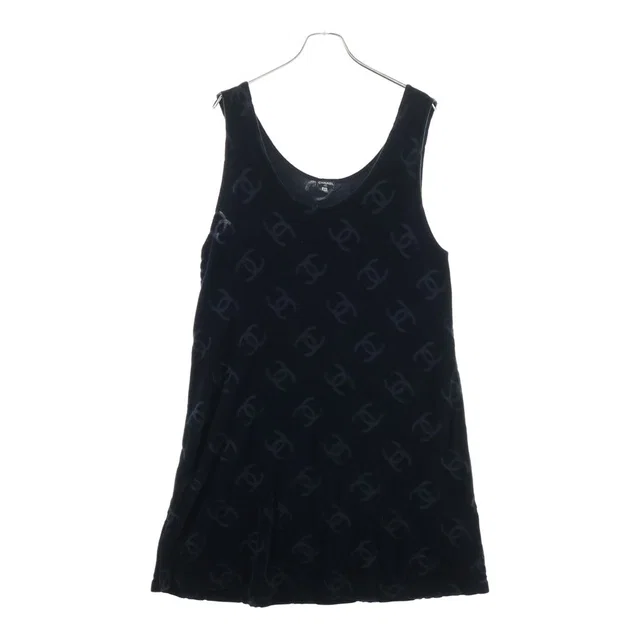 Chanel CC Logo Tan Top Dress Cotton Black in Black from The Reluxe