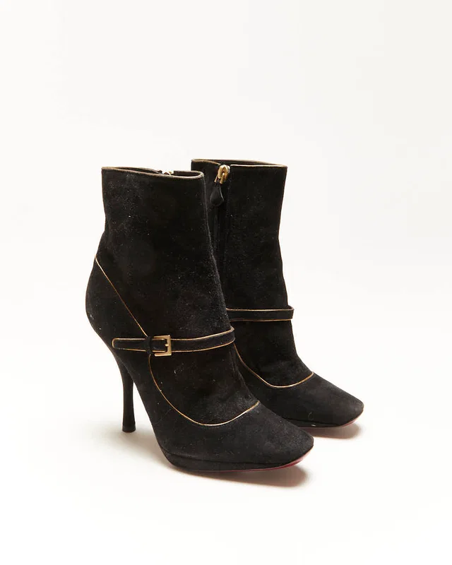 Louis Vuitton Suede Heel Ankle Boots - UK4.5 in Suede from Rokit Vintage