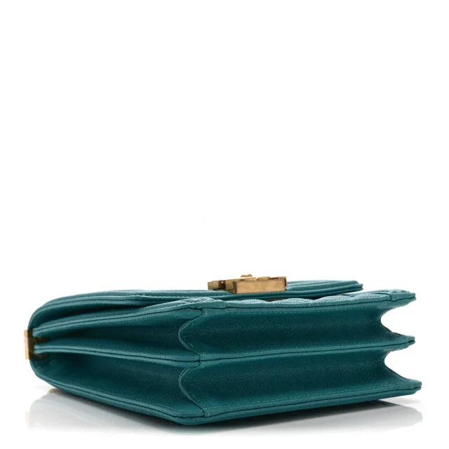 Chanel Caviar Quilted North South Boy Flap Turquoise in Blue Caviar leather from FASHIONPHILE, photo 4 of 10
