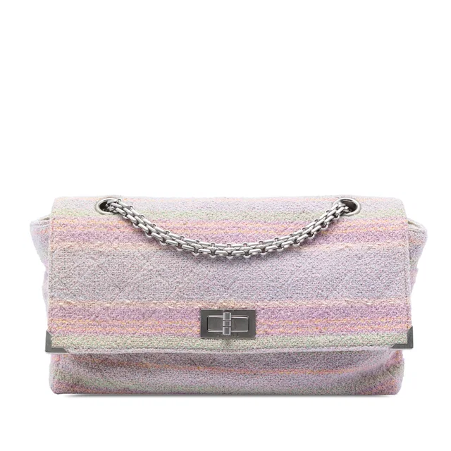 Pink Chanel Quilted Tweed Reissue 2.55 Single Flap 225 Crossbody Bag in Pink Tweed from Designer Revival, photo 1 of 1