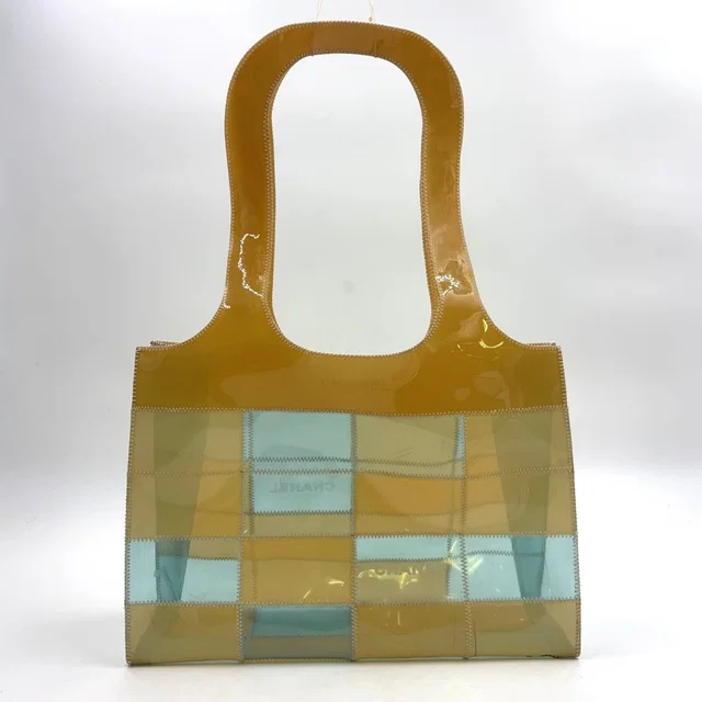 Chanel Patchwork Vinyl Yellow Light Blue Tote Bag in Blue from The Reluxe