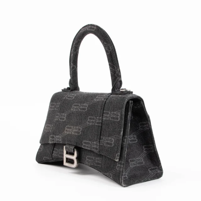 Balenciaga Black Denim BB Monogram Hourglass Small Bag in Black Denim from Labellov, photo 3 of 8