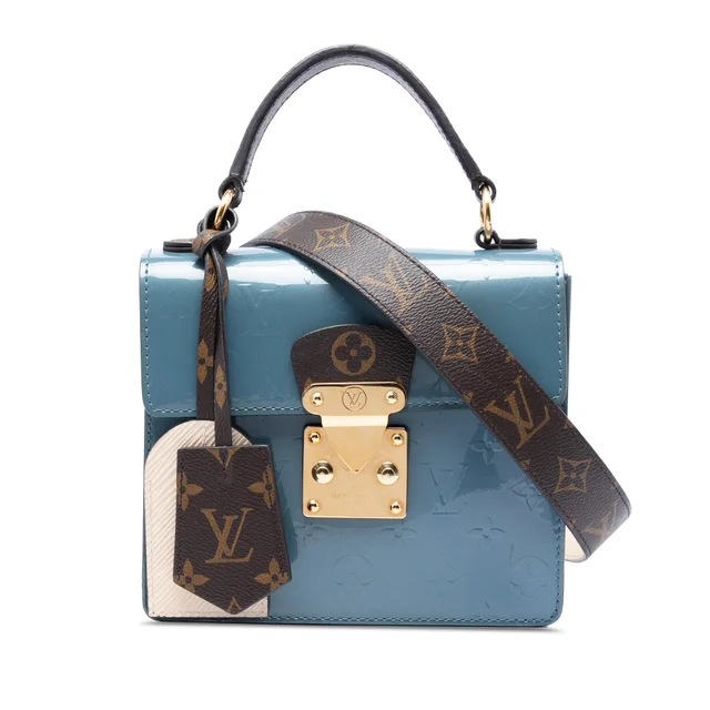 Blue Louis Vuitton Monogram Vernis Spring Street Satchel in Blue Leather from Designer Revival