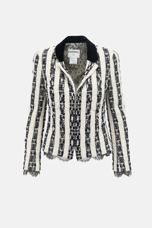 Chanel FW 2004 Tweed Embellished Jacket in Tweed from VSP Consignment