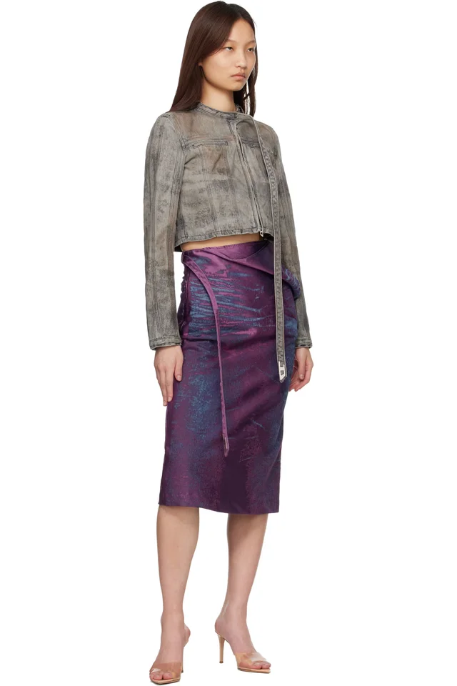 Diesel Purple Satin Denim Midi Skirt, photo 4 of 4 from SSENSE