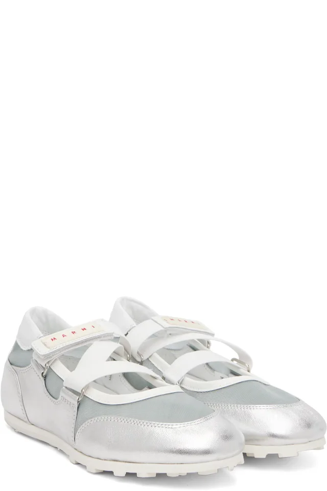Marni Silver & Blue Mary Jane Velcro Sneakers, photo 4 of 5 from SSENSE