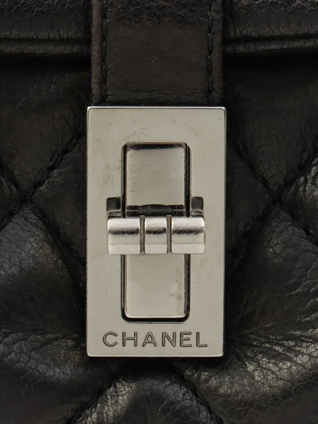Chanel 2.55 Chain Shoulder Bag, Black, circa 2008 in Black Caviar leather from VINTAGE QOO TOKYO, photo 7 of 17