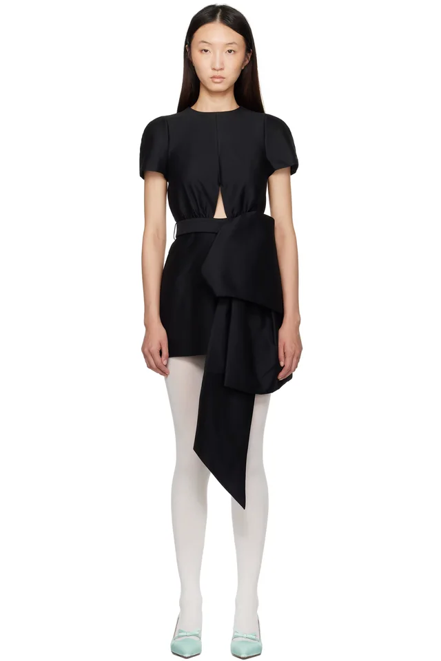 SHUSHU/TONG Black Bowknot Patchwork Minidress, image 1 of 1 from SSENSE