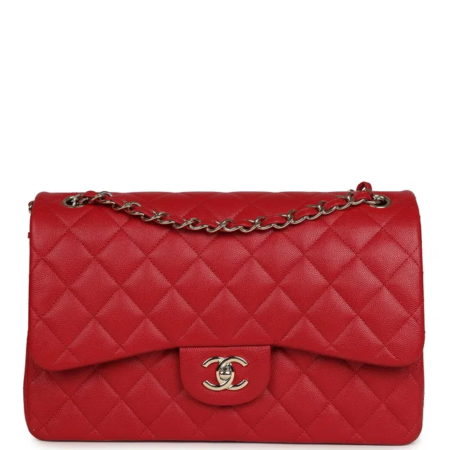 Chanel Jumbo Classic Double Flap Bag Red Shiny Caviar Gold Hardware in Red Caviar leather from Madison Avenue Couture