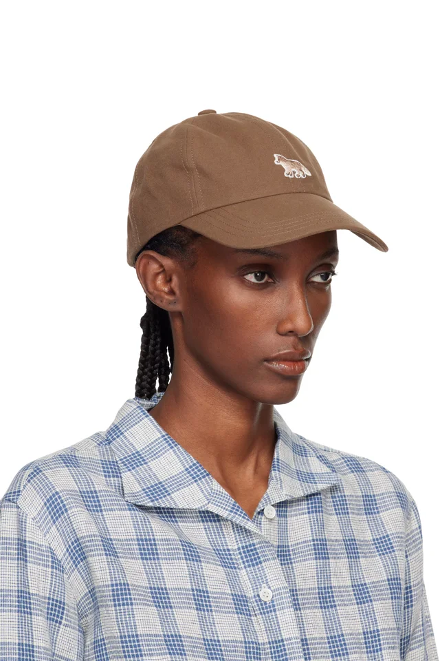 Maison Kitsuné Brown Baby Fox Cap, photo 2 of 3 from SSENSE