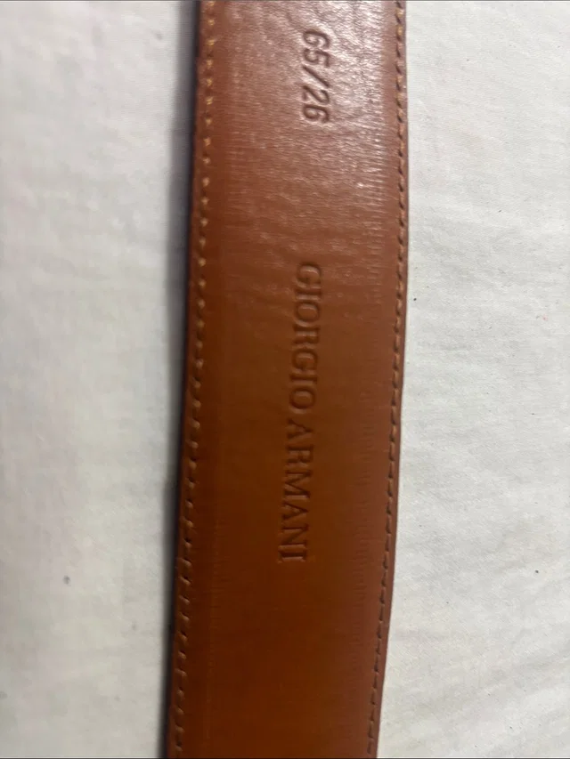 Giorgio Armani Cognac Leather Belt With Embossed Logo Vintage 65/26 in brown|red Leather from Poshmark