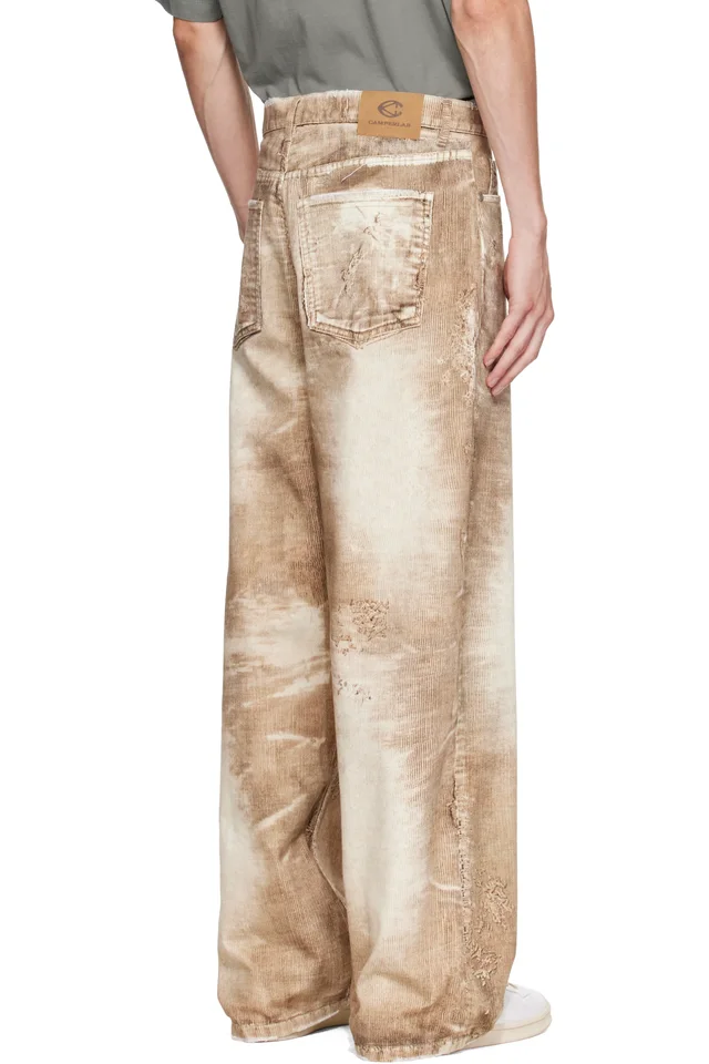 CAMPERLAB Beige Corduroy Print Denim Loose Jeans, photo 3 of 4 from SSENSE