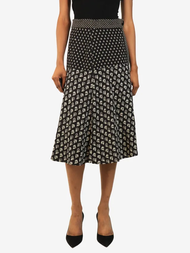Proenza Schouler Black and white FW18 mixed-print midi skirt - size UK 8 from Sign of the Times