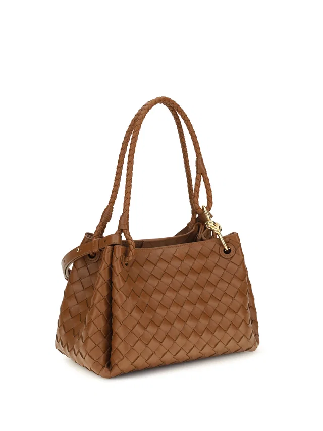 Bottega Veneta Intrecciato Shoulder Bag — Brown Calf Leather in Brown Calfskin from HEWI