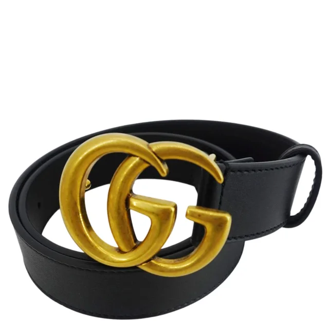 Gucci GG Buckle Leather Belt Black 414516 Size 70/28 in Black Leather from Dallas Designer Handbags