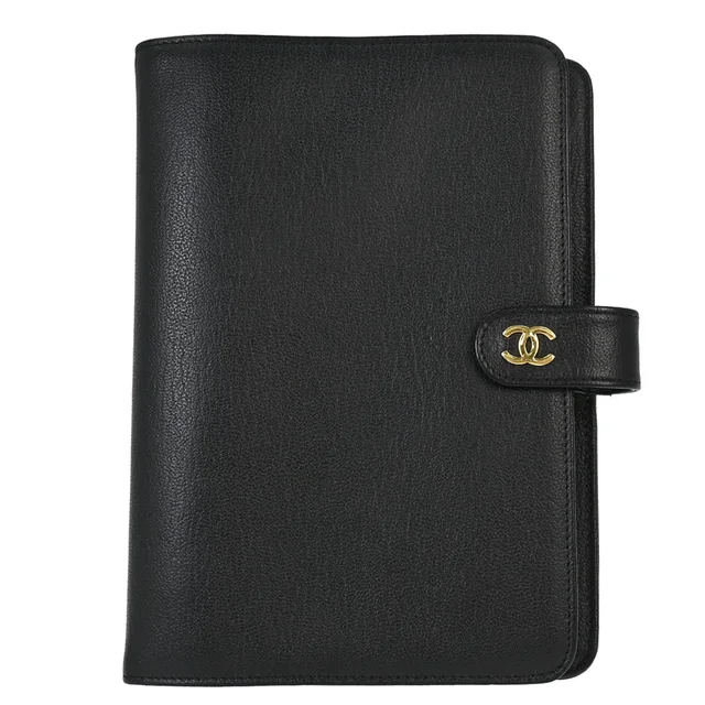 Chanel 2000-2001 Black Calfskin Notebook Cover Small Good in Black Calfskin from AMORE Vintage Tokyo