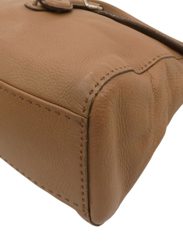 Prada Logo Plate One-Shoulder Bag Brown in Brown Leather from VINTAGE QOO TOKYO, photo 7 of 10