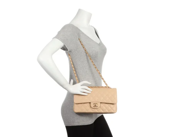 Chanel Medium/Large Beige Quilted Caviar Classic Double Flap in Beige Caviar leather from Ann's Fabulous Finds, photo 1 of 1
