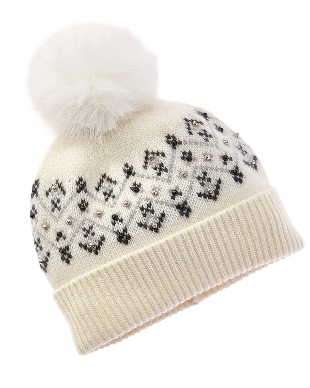 Sofia Cashmere sofiacashmere Fairisle Embellished Cashmere Hat, image 1 of 1 from Rue La La
