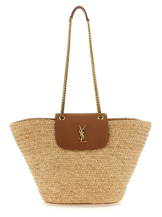Saint Laurent Manon Shoulder Bag — Beige Woven Raffia Body in Beige Woven leather from HEWI