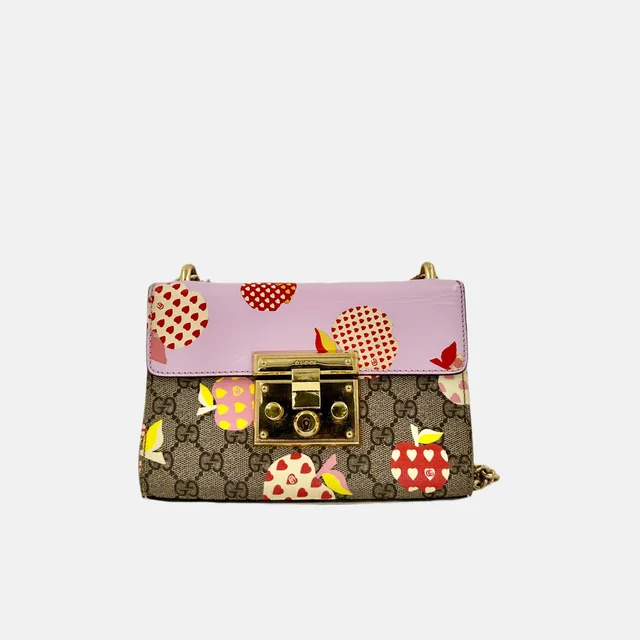Gucci GG Supreme Monogram Les Pommes Small Padlock shoulder bag in Canvas from SparklesnDreams