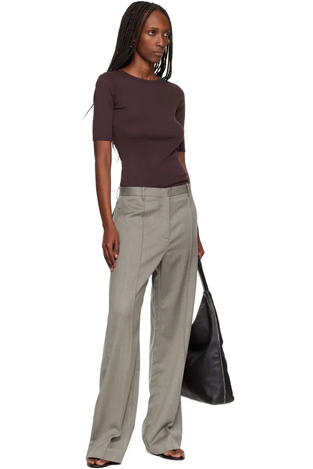 St. Agni Gray Oupa Pintuck Trousers, photo 4 of 4 from SSENSE