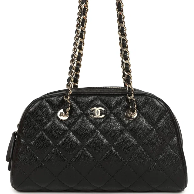 Chanel Mini Bowling Clutch in Black Caviar leather from Madison Avenue Couture
