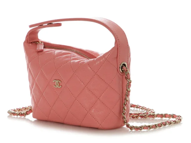 Chanel Small Pink Quilted Caviar Hobo Clutch in Pink Caviar leather from Ann's Fabulous Finds, photo 4 of 10