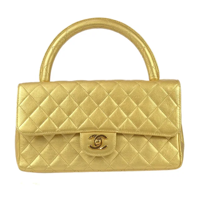 Chanel 1991-1994 Classic Flap Handbag Gold Lambskin in Gold Lambskin from AMORE Vintage Tokyo