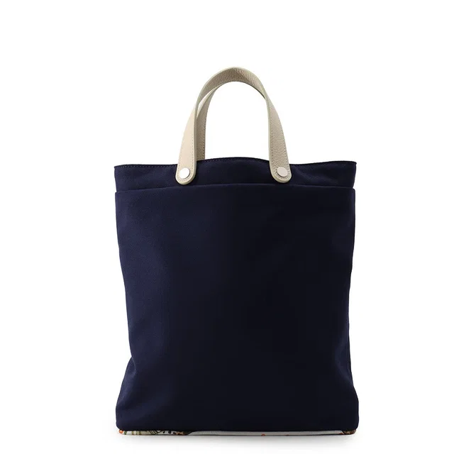 Hermès Petit H Tote Bag Navy/Beton Toile H Taurillon Clemence Silk in Navy Clemence leather from GALLERY RARE