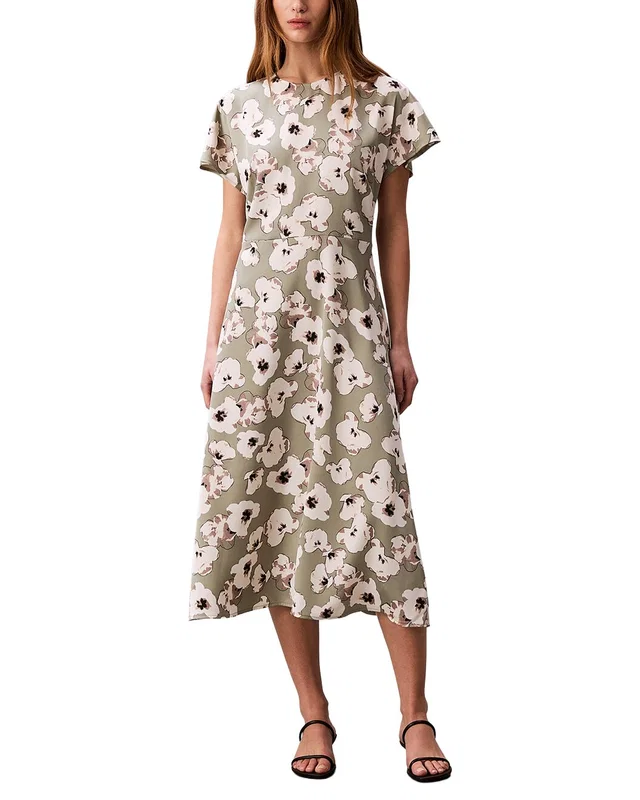 Calvin Klein Matte Satin Midi Dress, image 1 of 1 from Gilt