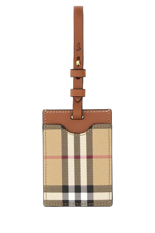 Burberry Checked Leather Card Case — Beige Cases in Beige Leather from HEWI