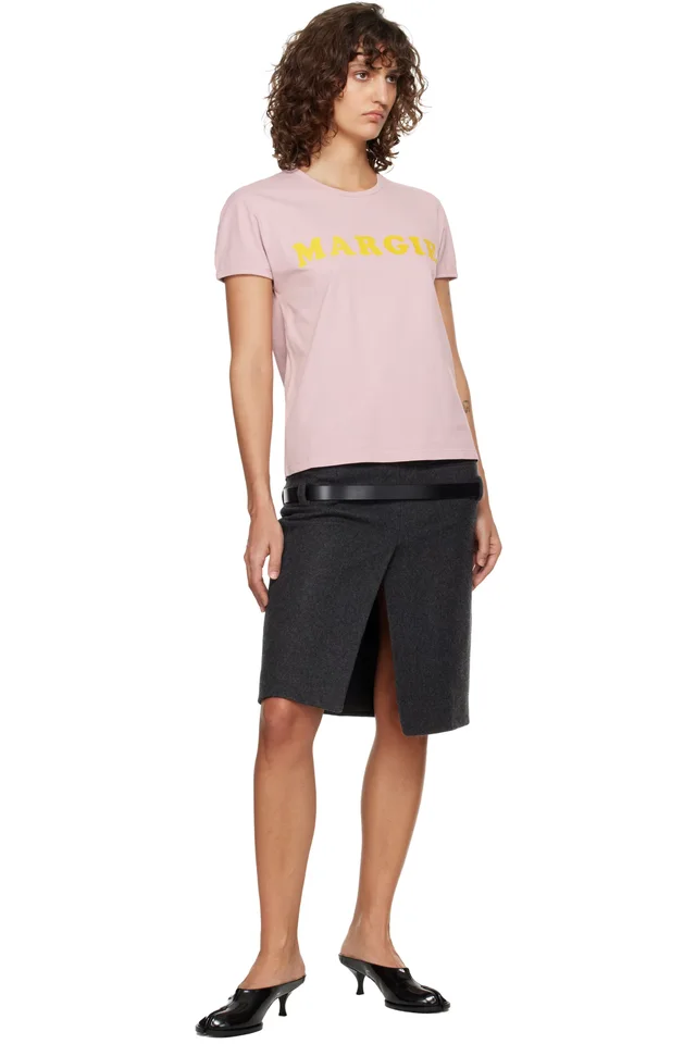MM6 Maison Margiela Pink 'Margie' T-Shirt, photo 4 of 4 from SSENSE