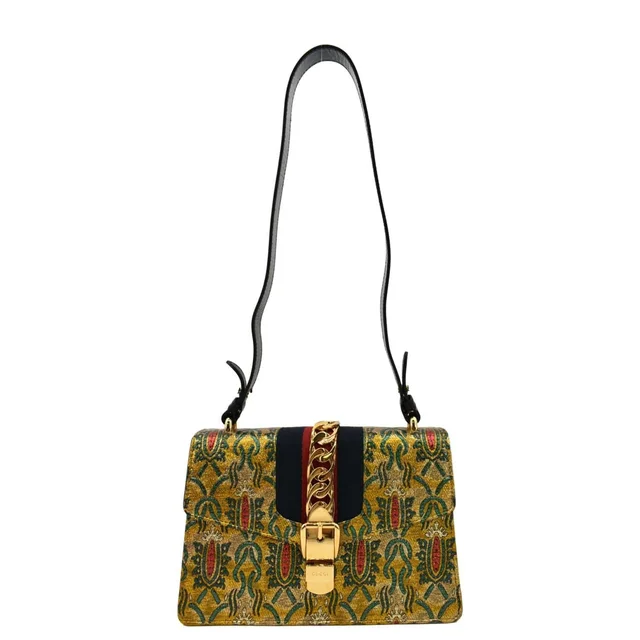Gucci Sylvie Small Metallic Jacquard Shoulder Bag Multicolor 421882 in Multicolor Leather from Dallas Designer Handbags