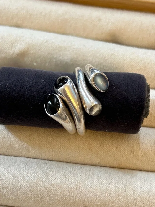 Georg Jensen Sterling Silver No.263 Carnival Ring With Moonstone & Black Onyx in silver|gray|black from Poshmark, photo 1 of 1
