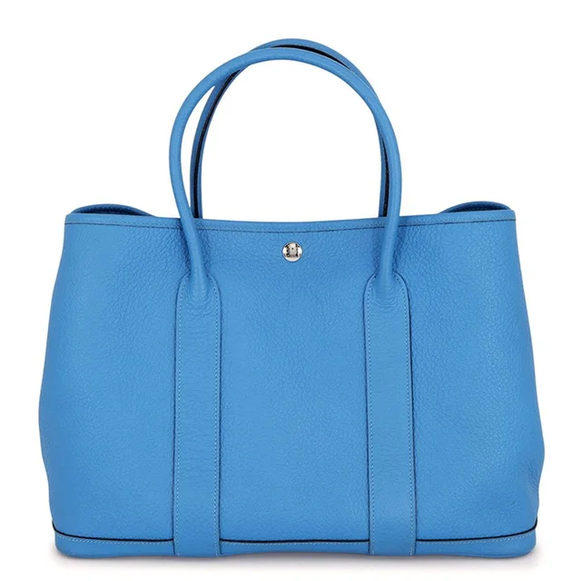 Hermès Tote Garden Party PM Cobalt Silver Negonda in Silver from The Reluxe